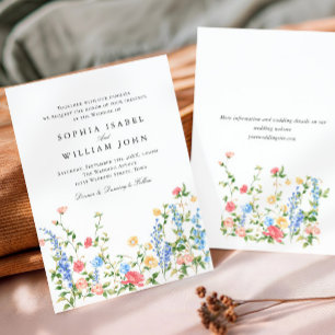 Invitación Watercolor Meadow Boda de flores silvestres bohemi