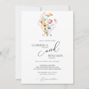 Invitación Watercolor Meadow Wildflower Simple Boda