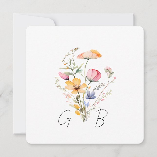 Invitación Watercolor Meadow Wildflower Simple Boda (Anverso)