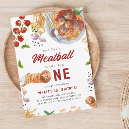 Invitación Watercolor Meatball Italiano 1er cumpleaños
