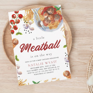 Invitación Watercolor Meatball Italiano Baby Shower