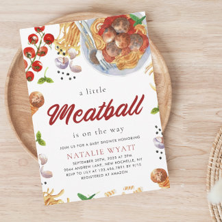 Invitación Watercolor Meatball Italiano Baby Shower