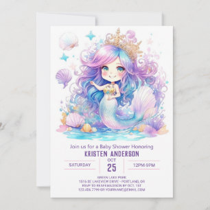 Invitación Watercolor Mermaid Elegance Baby Shower