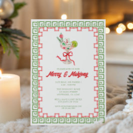 Invitación Watercolor Merry Mahjong Christmas Cocktail  Party