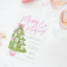 Watercolor Merry y Mahjong Christmas Tree Fiesta
