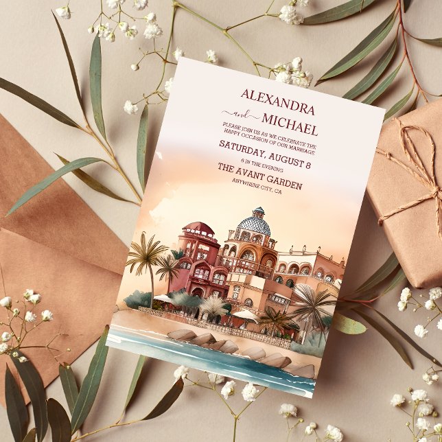 Invitación Watercolor México Cancun Destination Wedding (Subido por el creador)