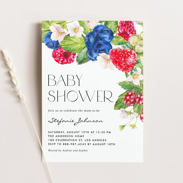 Invitación Watercolor Mezclado Berries Summer Baby Shower (Subido por el creador)