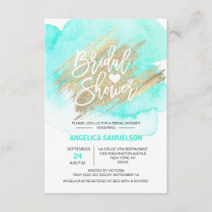 Invitación Watercolor Mint Green Gold Brussel Bridal Shower
