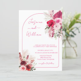 Invitación Watercolor Moderno Boho Elegante Boda Floral