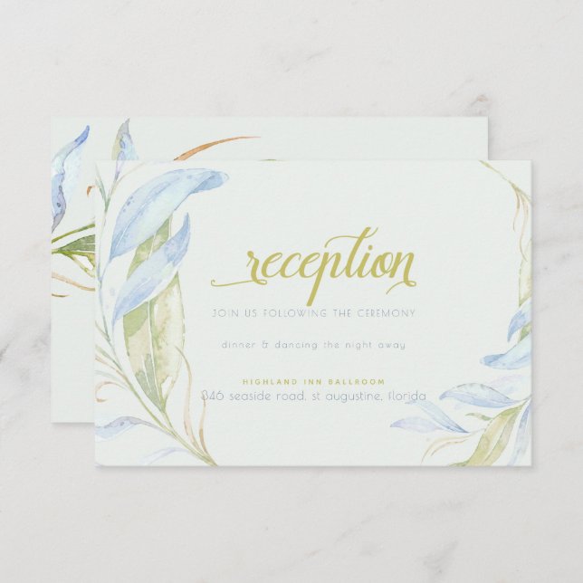 Invitación Watercolor Moderno Boho Leafy Branches Recepción (Anverso / Reverso)