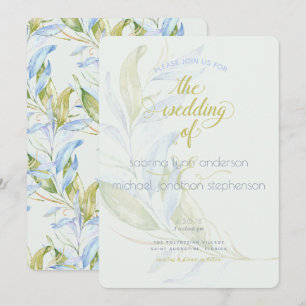 Invitación Watercolor Moderno Boho Leafy Brands Boda