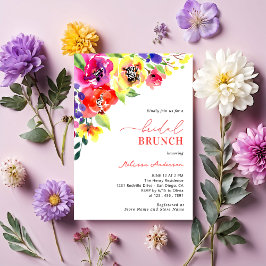 Invitación Watercolor Moderno Bright Floral Bridal Brunch