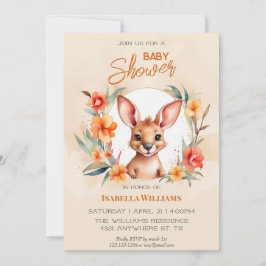 Invitación Watercolor moderno Kangaroo Baby Shower