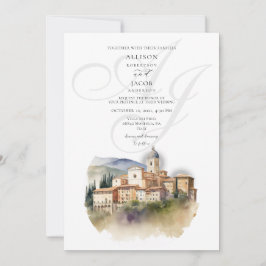 Invitación Watercolor Monograma italiano Matrimonio de destin