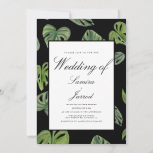Invitación Watercolor Monstera y Adansonii Hojas Botánicas