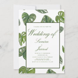 Invitación Watercolor Monstera y Adansonii Hojas Botánicas