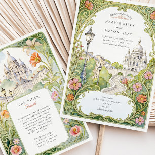 Invitación Watercolor Montmartre Boda de París