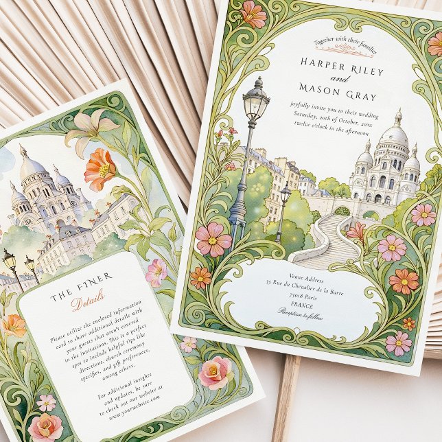 Invitación Watercolor Montmartre Boda de París (Subido por el creador)