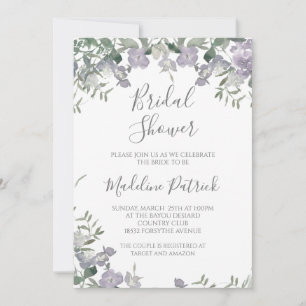 Invitación Watercolor Morado Floral Brillante