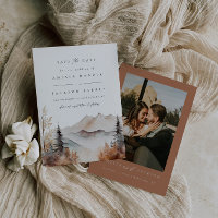 Watercolor Mountain Fall Wedding Save The Date