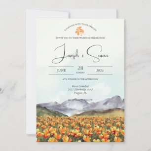 Invitación Watercolor Mountain Floral Garden Meadow Boda