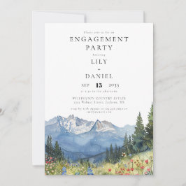 Invitación Watercolor Mountain Flowers Photo Engagement Party