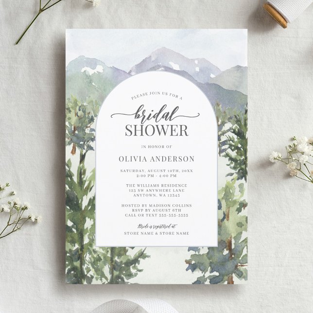 Invitación Watercolor Mountain Forest Arch Brich Shower (Subido por el creador)