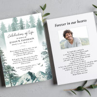 Watercolor Mountain Pine Celebration of Life Photo