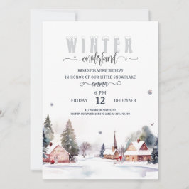 Invitación Watercolor Mountain Winter onederland 