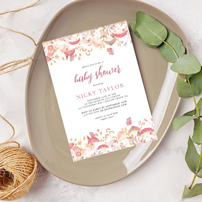 Invitación Watercolor Mushroom Baby Shower (Subido por el creador)