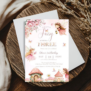 Invitación Watercolor Mushroom Fairy 3 Birthday Forest