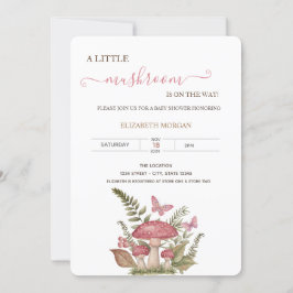 Invitación Watercolor Mushrooms Butterflies Baby Shower