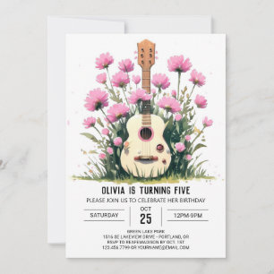 Invitación Watercolor Music Magic Guitar Birday