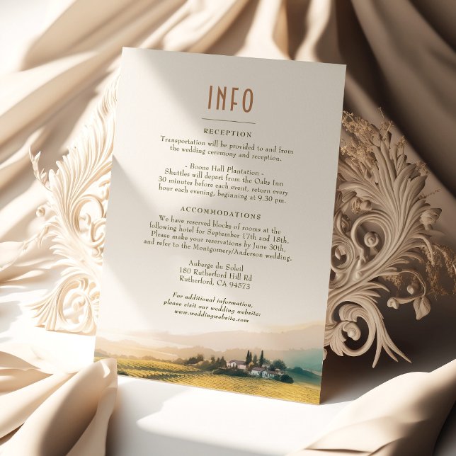 Invitación Watercolor Napa Valley Vineyards Boda Info Card (Subido por el creador)