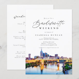 Invitación Watercolor Nashville Bachelorette Itinerary y