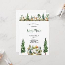 Invitación WATERCOLOR NATURAL Woodland FOREST BabySHOWER