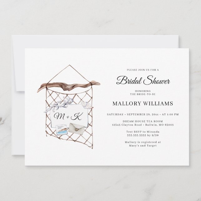 Invitación Watercolor Nautical Net Bridal Shower (Anverso)