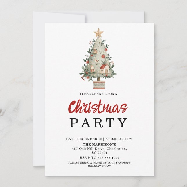 Invitación Watercolor Neutral Boho Holiday Party Invitation (Anverso)