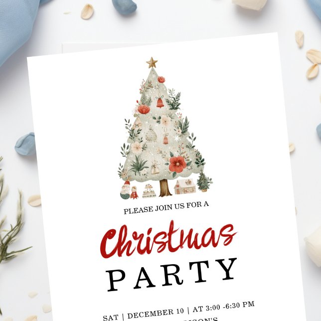 Invitación Watercolor Neutral Boho Holiday Party Invitation (Subido por el creador)