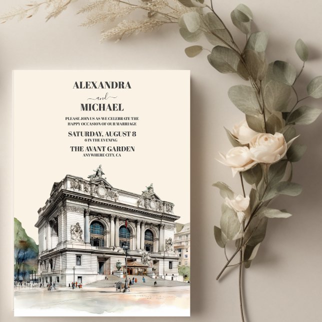 Invitación Watercolor New York Destination Wedding (Subido por el creador)