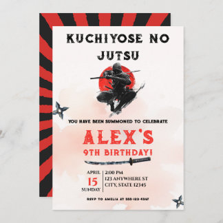 Invitación Watercolor Ninja Warrior Martial Arts Boy Birthday