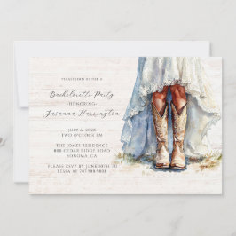 Invitación Watercolor Novia Boots Bachelorette Party