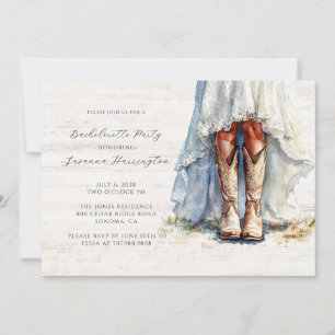 Invitación Watercolor Novia Boots Bachelorette Party
