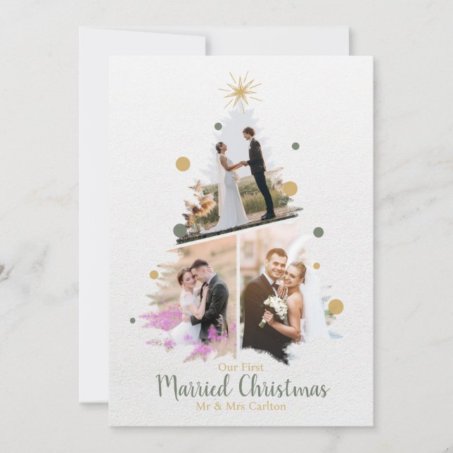 Invitación WaterColor Nuestros primeros Navidades casados Tre (Anverso)