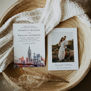 Invitación Watercolor Nueva York Boda de la línea aérea