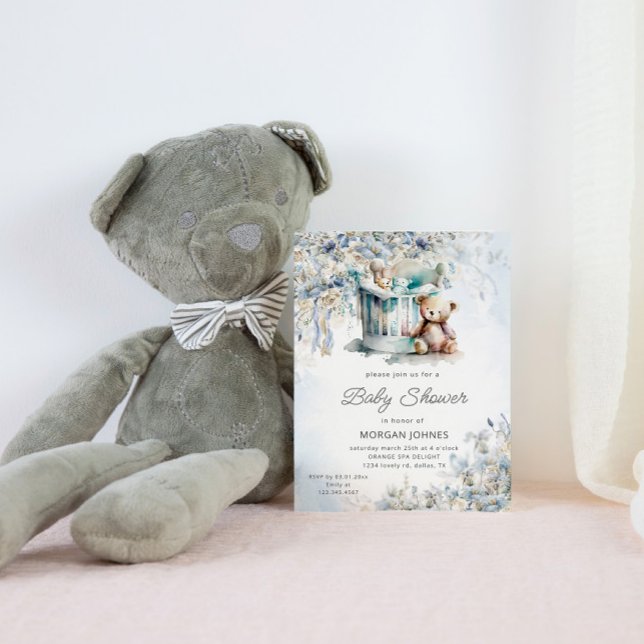 Invitación Watercolor Nursery Teddy Bear Baby Shower (Subido por el creador)