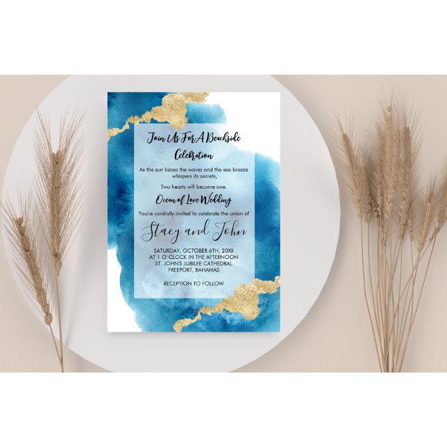 Invitación Watercolor Ocean Beach Tropical Island Boda (Subido por el creador)