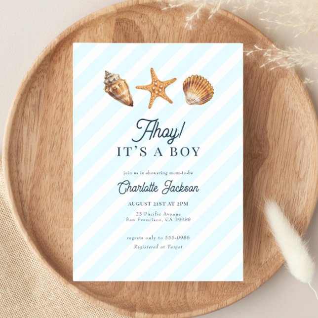 Invitación Watercolor Ocean Blue Boy Baby Shower (Subido por el creador)