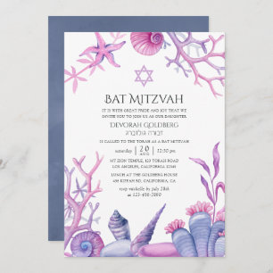 Invitación Watercolor Ocean Life Bat Mitzvah