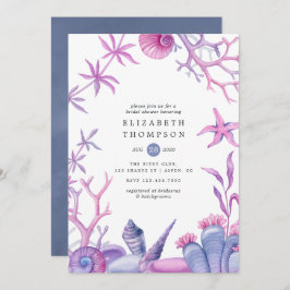 Invitación Watercolor Ocean Life Nautical Bridal Shower